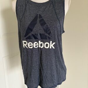 Reebok Blue Heather Performance Tank with White Logo